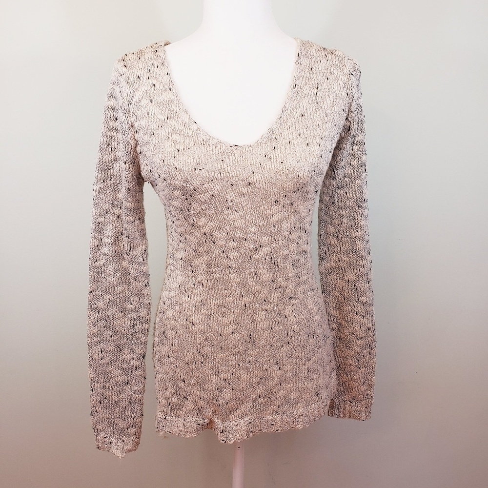 Anthropologie Ryu Scoop Neck Knit Sweater Cream